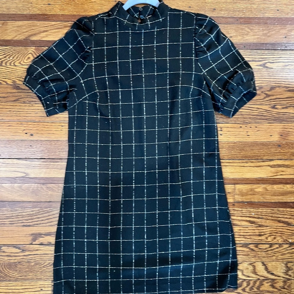 LOFT Black and White Checkered Mini Dress